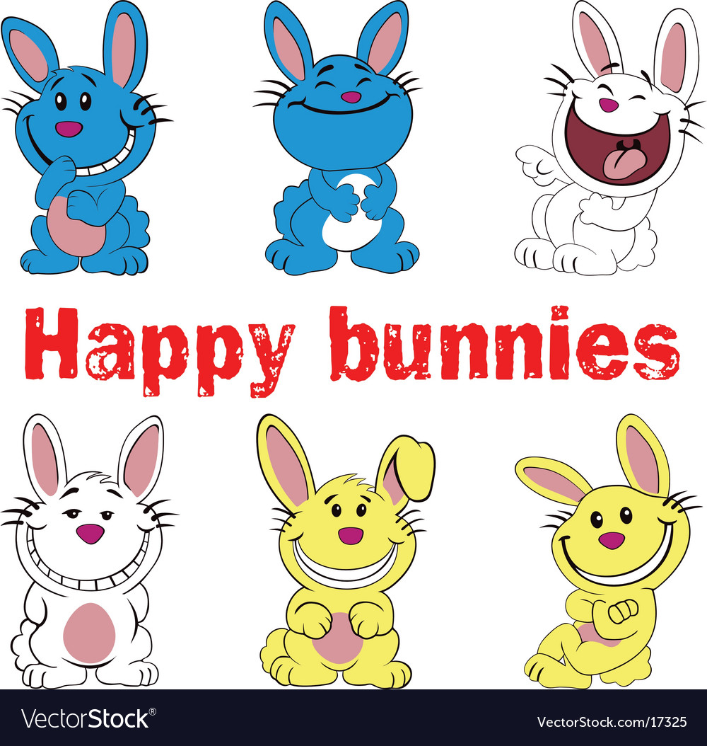 Happy bunnies Royalty Free Vector Image - VectorStock