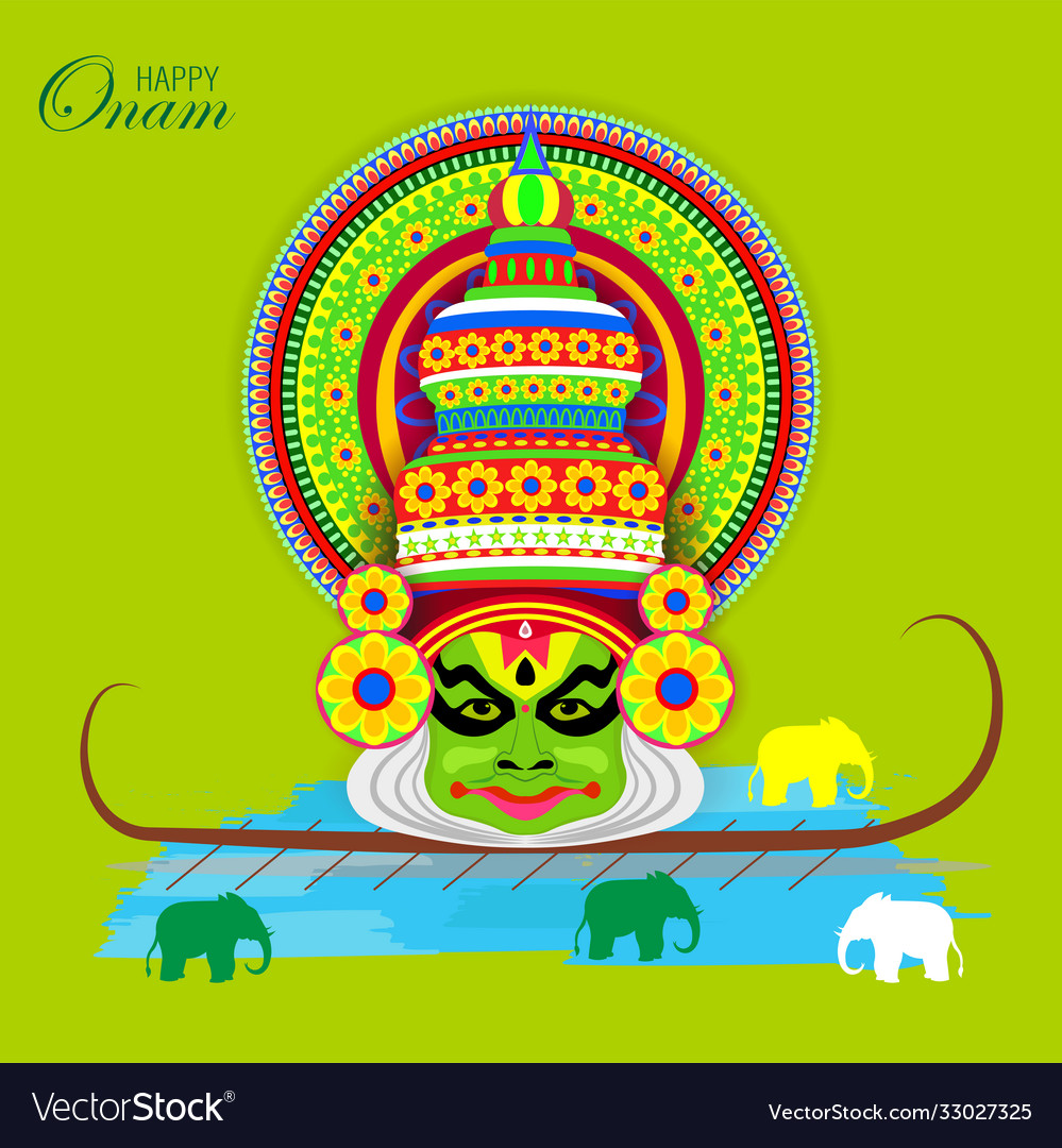 Happy onam vallam kali a boat race in minimal Vector Image