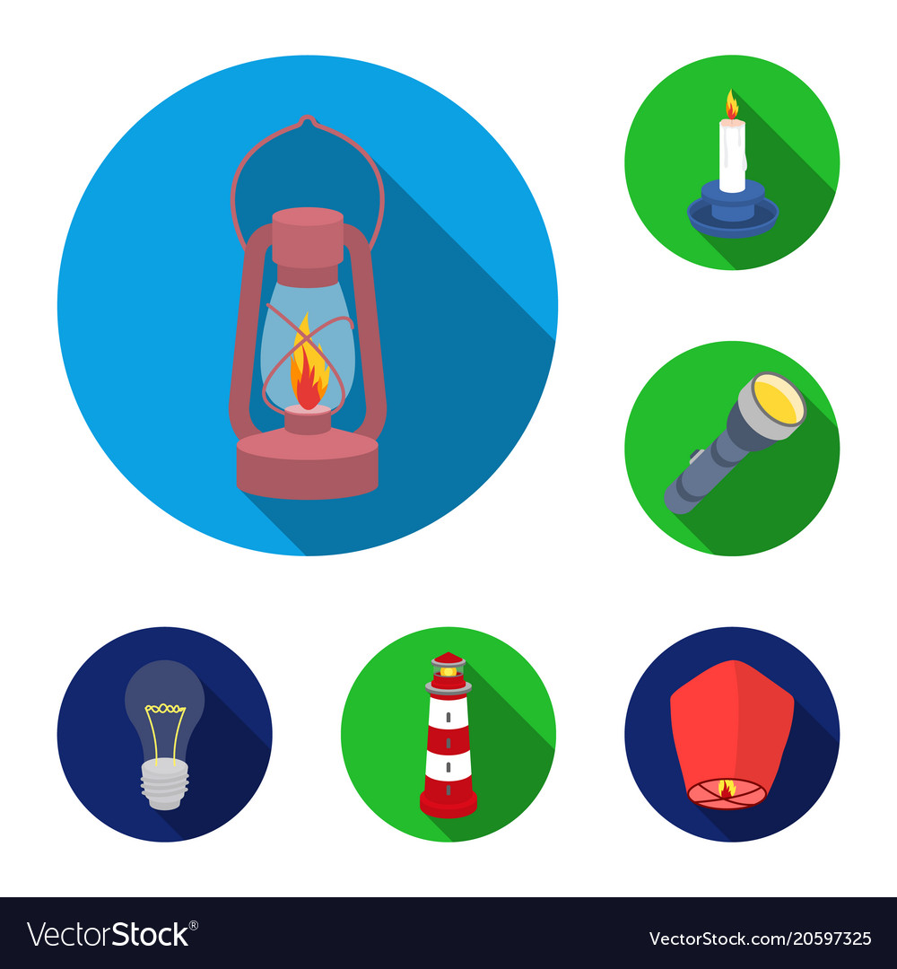 Light source flat icons in set collection