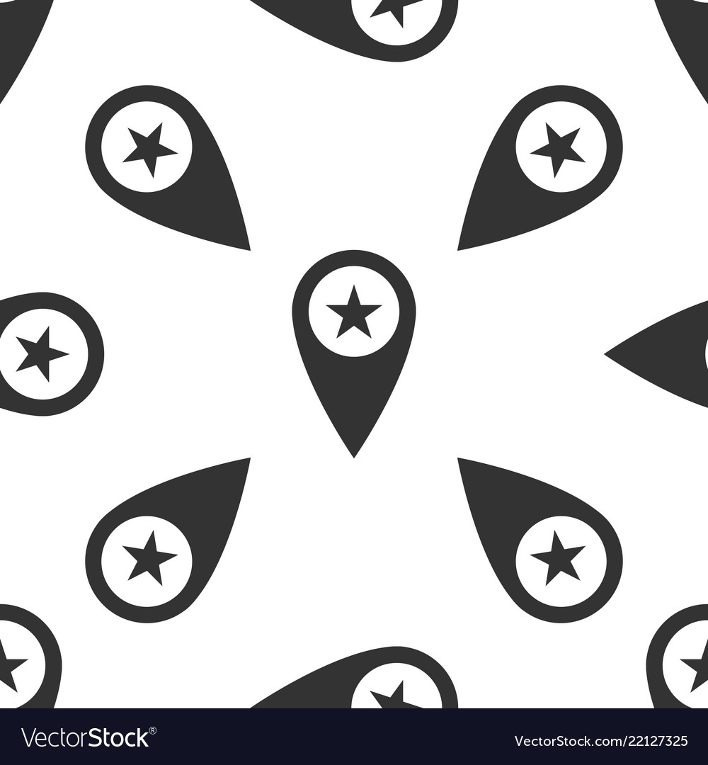 Map pointer with star isolated seamless pattern