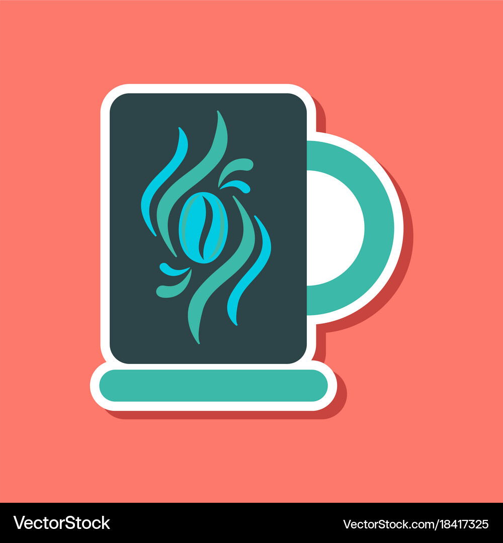 Paper sticker on stylish background coffee cup Vector Image