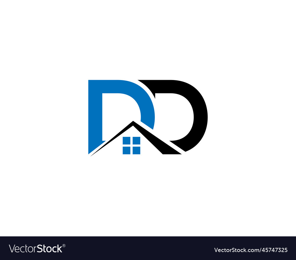 Real estate letter dd home logo design Royalty Free Vector