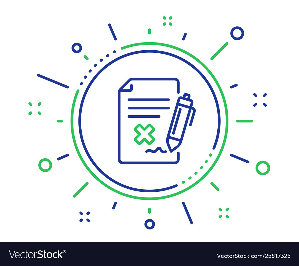 Reject file line icon decline document sign vector image Reject file line icon decline document sign