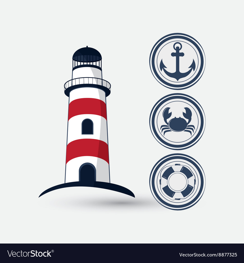 Sea lifestyle icon nautical design flat