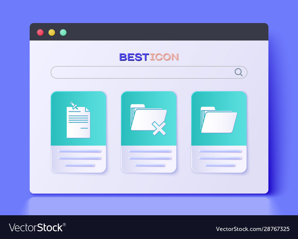 Set delete folder note paper with pinned vector image Set delete folder note paper with pinned