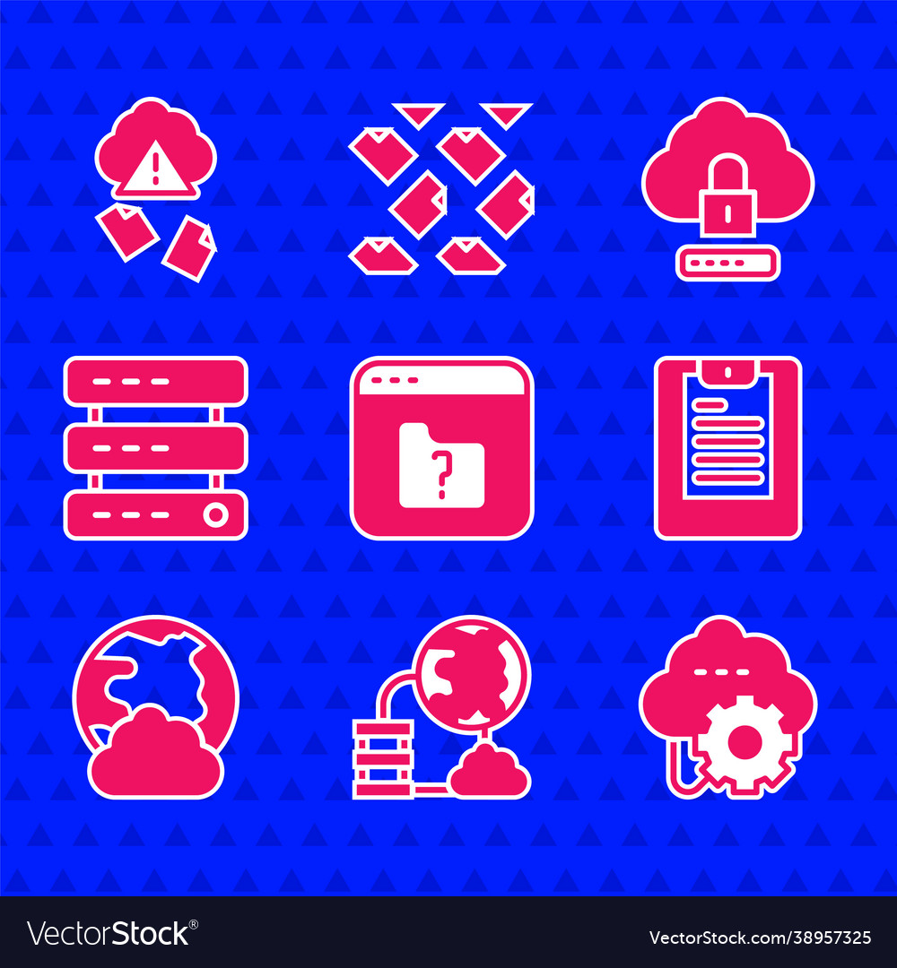 Set file missing network cloud connection vector image Set file missing network cloud connection