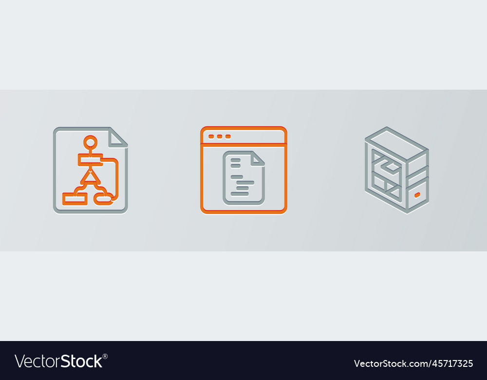 Set Line Computer-Flowchart und Software-Symbol