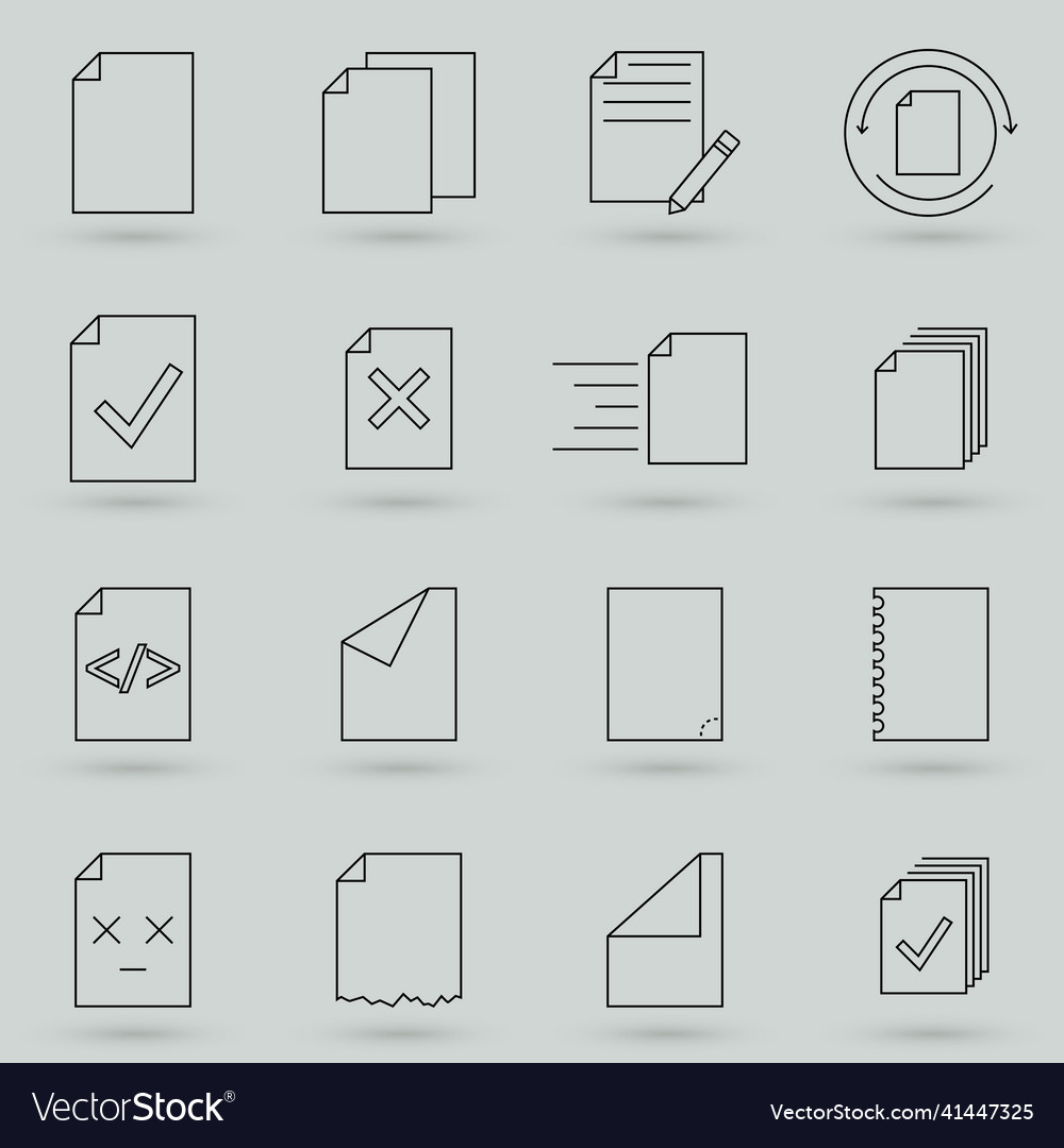 Set of outline file management icons document vector image Set of outline file management icons document