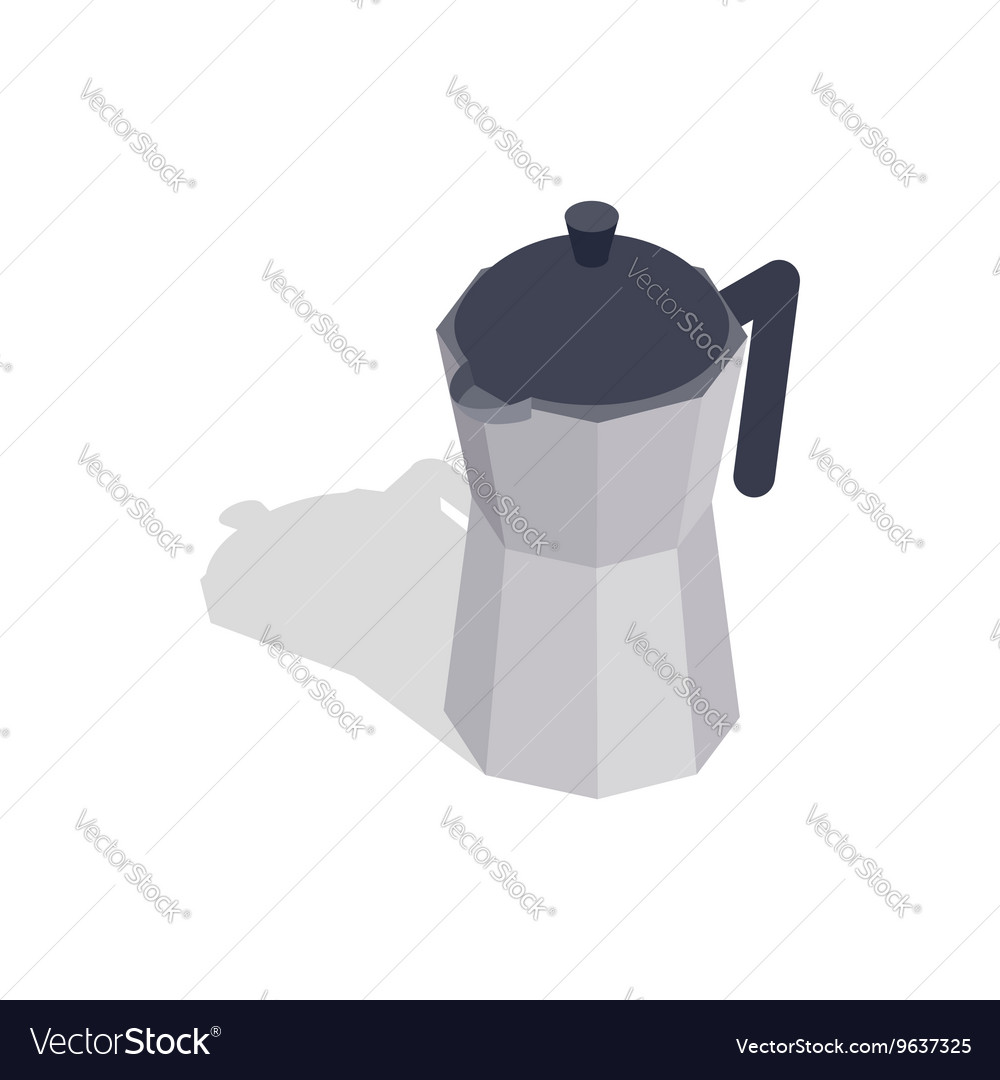 Steel Coffee Pot Icon Isometric 3d Style Vector Image