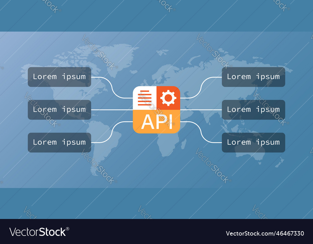 Api icon in flat style software integration vector image Api icon in flat style software integration