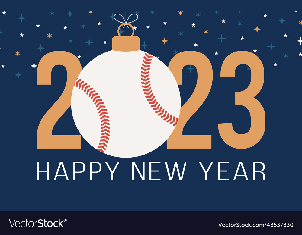 Baseball 2023 happy new year sports greeting card Vector Image