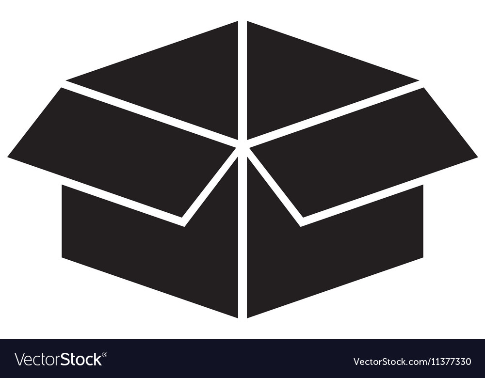 Black silhouette open packing box Royalty Free Vector Image