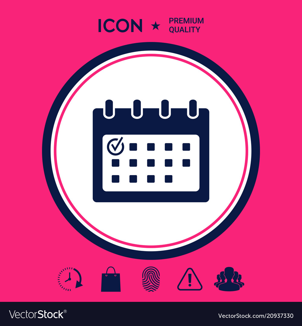 Calendar icon with check mark vector image Calendar icon with check mark