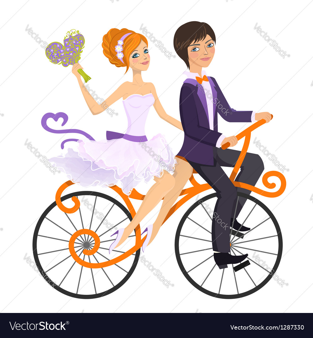 Couple In Love On Tandem Bicycle Royalty Free Vector Image 0856