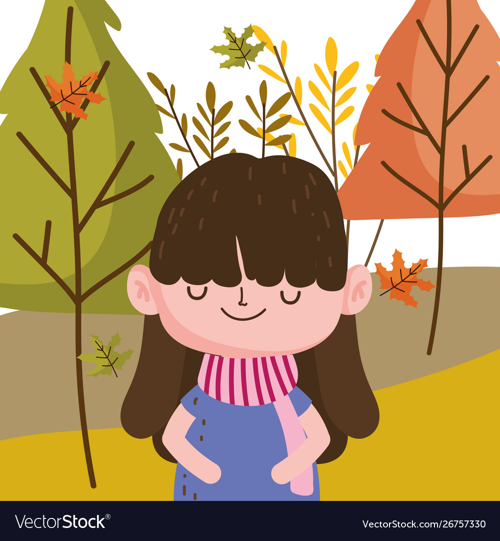 Girl cartoon in autumn season design