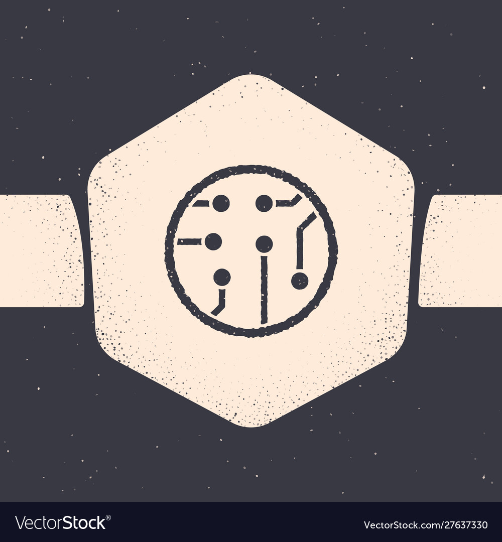 Grunge processor icon isolated on grey background vector image Grunge processor icon isolated on grey background