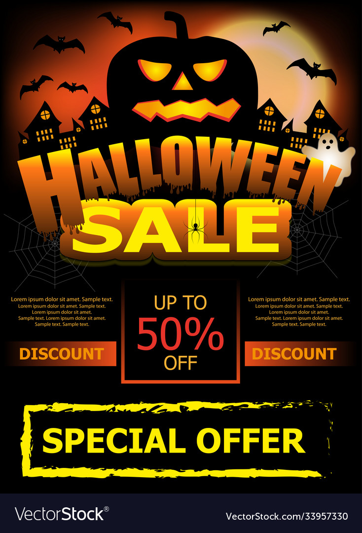 Halloween sale template poster or banner vector image Halloween sale template poster or banner