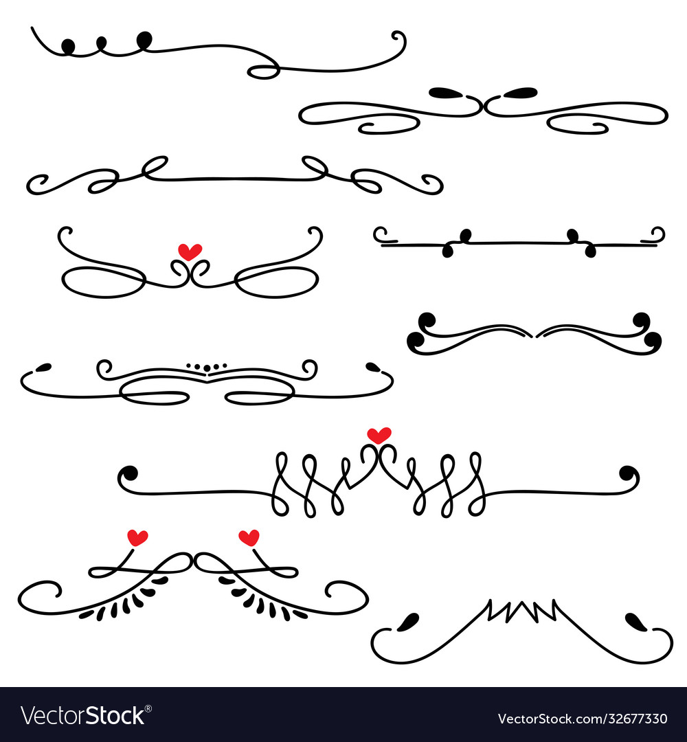 Hand drawn sketched line border wedding art Vector Image