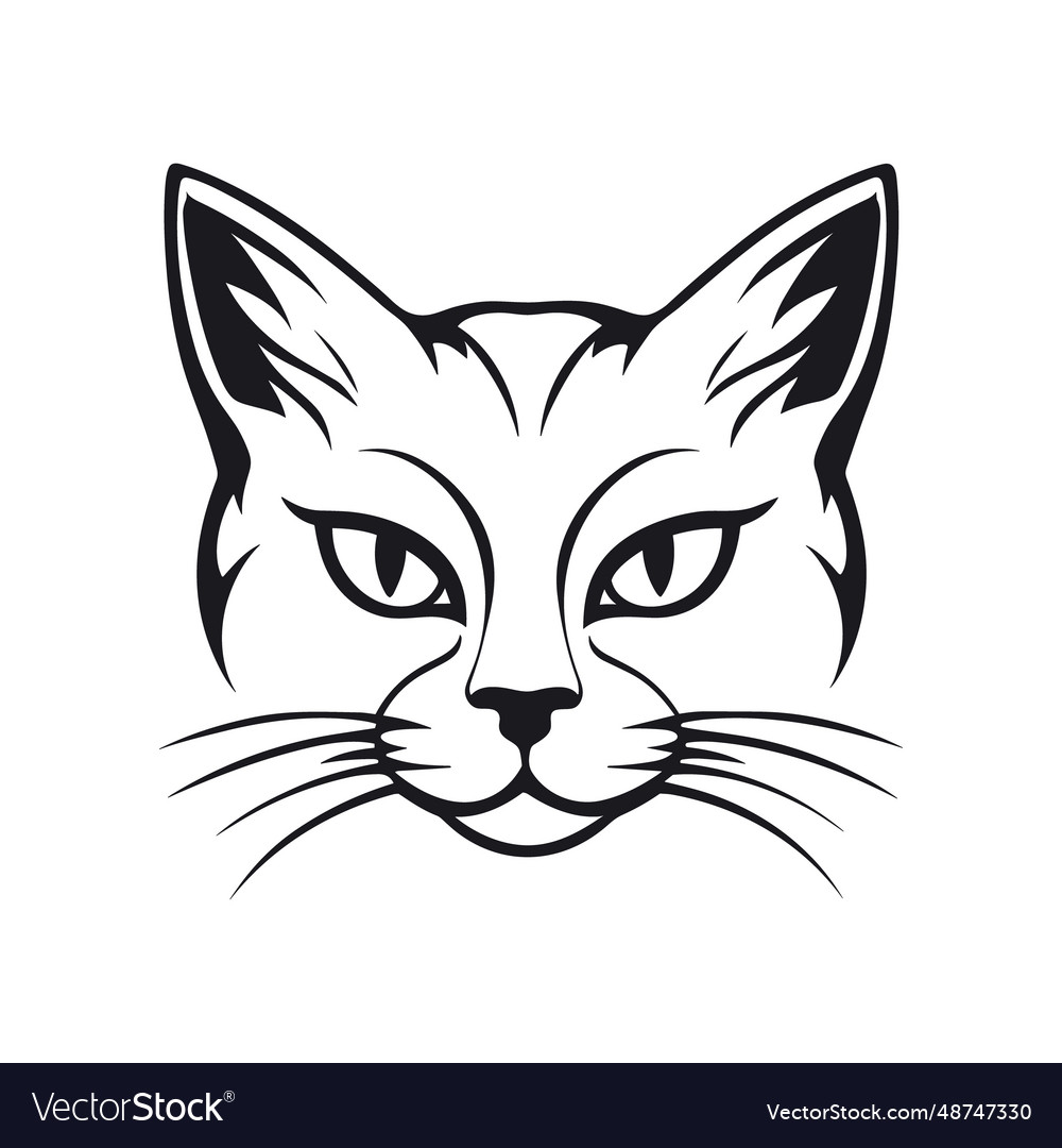Happy Cat Silhouette - Kitty Head Icon