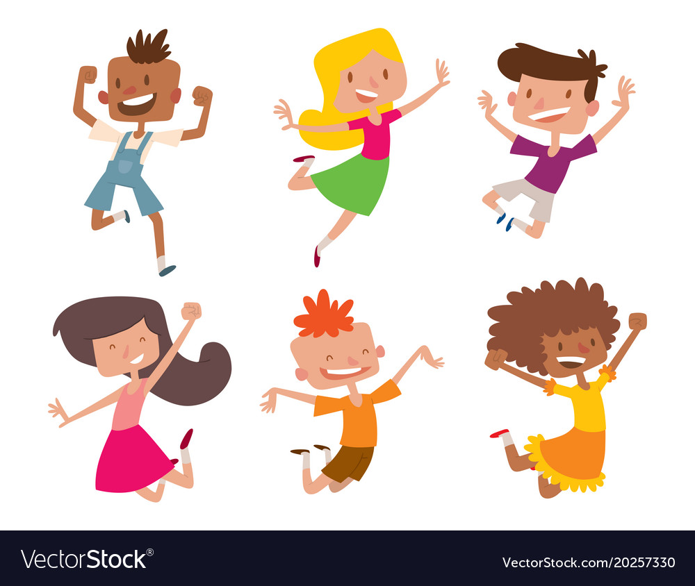 Happy children in different positions big Vector Image