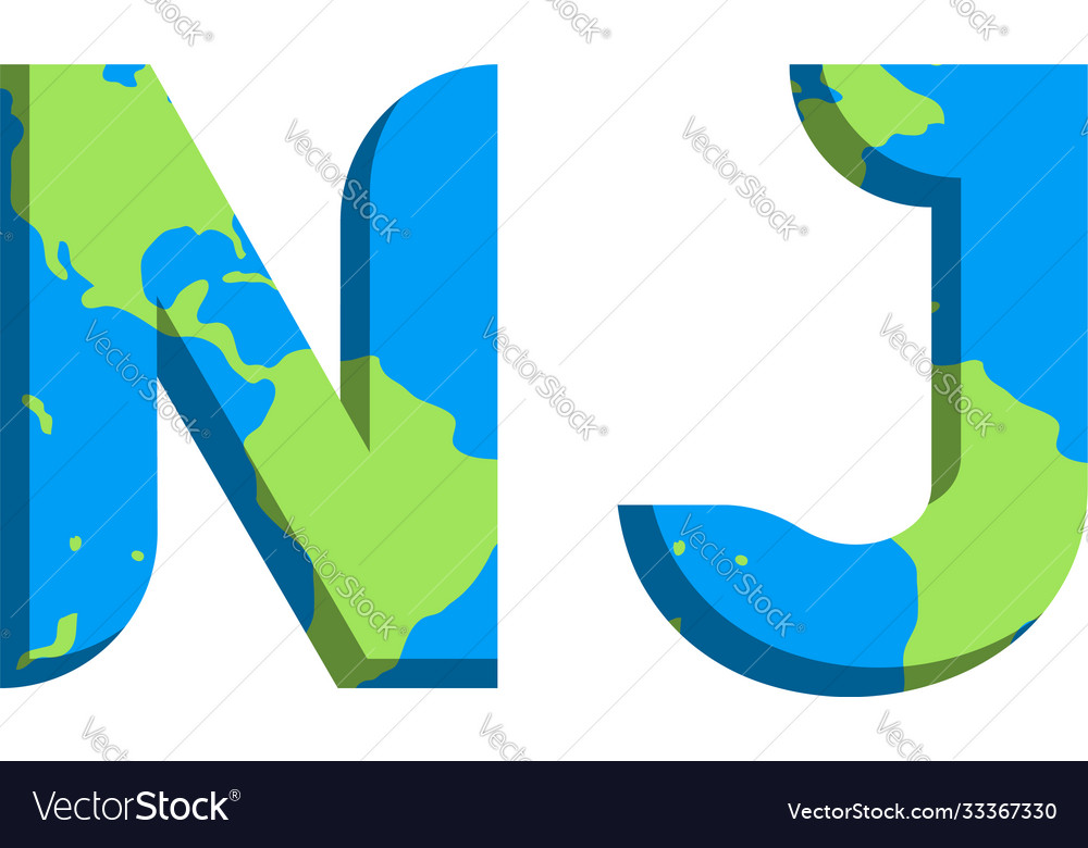 Initial nj logo design with world map style