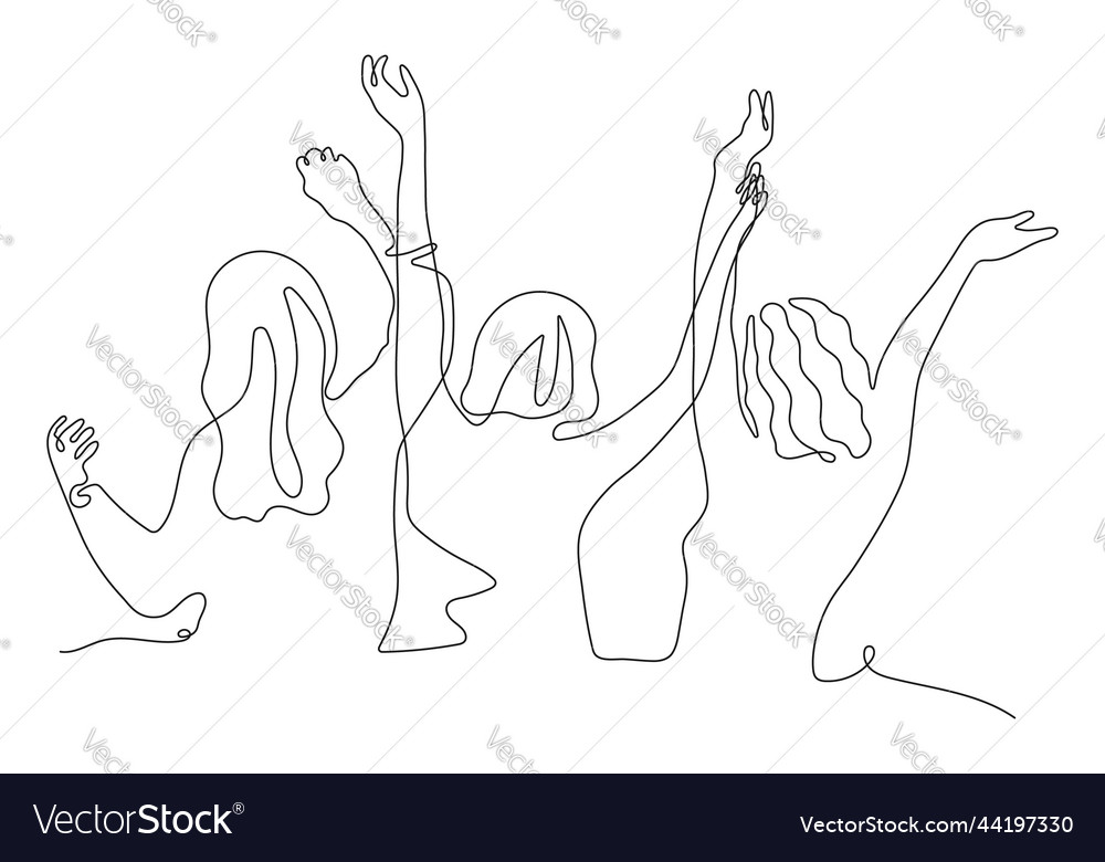 Linear drawing group of women