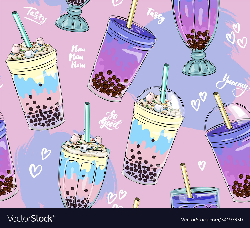 Seamless pattern sweet tasty milkshakes