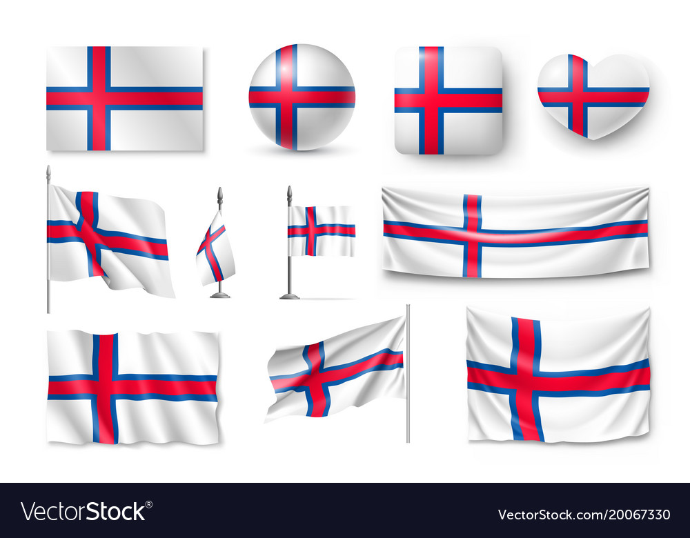 Set Faroe Island Flags Banners Banners Symbols Vector Image 4306