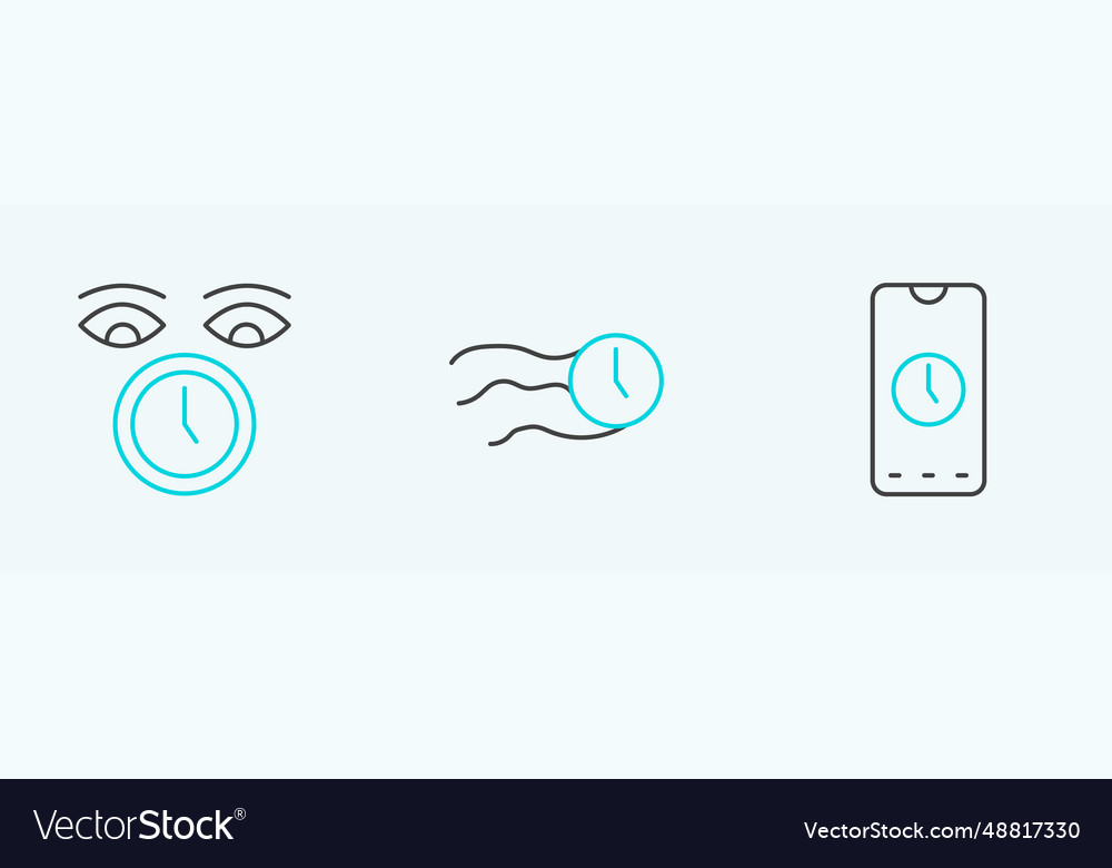 Set line alarm clock app mobile and time Vector Image Set line alarm clock app mobile and time