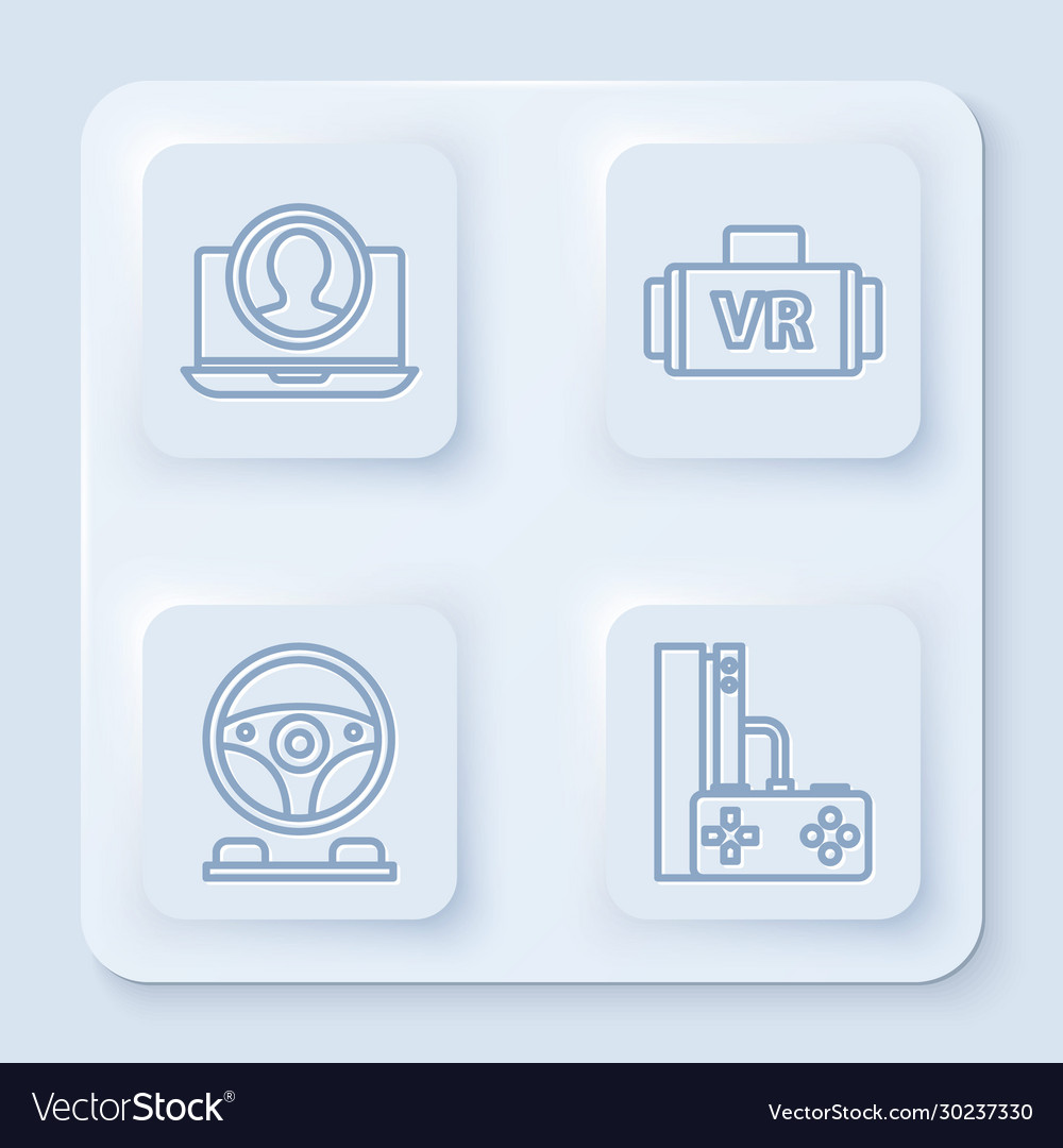 Set line create account screen virtual reality vector image Set line create account screen virtual reality