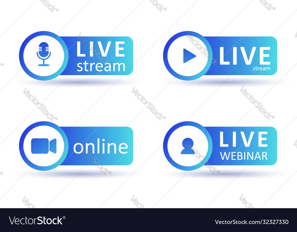 Set live streaming icons gradient symbols vector image Set live streaming icons gradient symbols