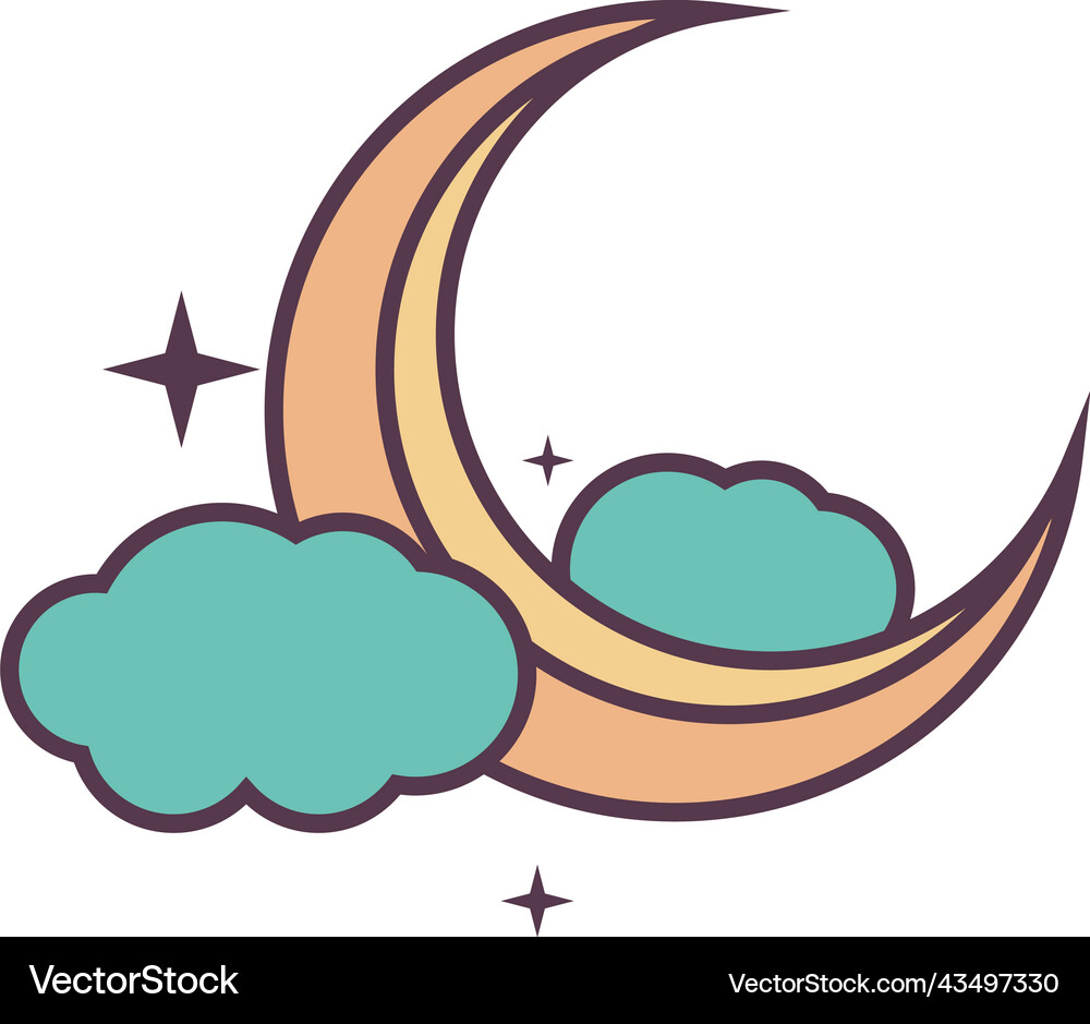 Space moon and clouds Royalty Free Vector Image