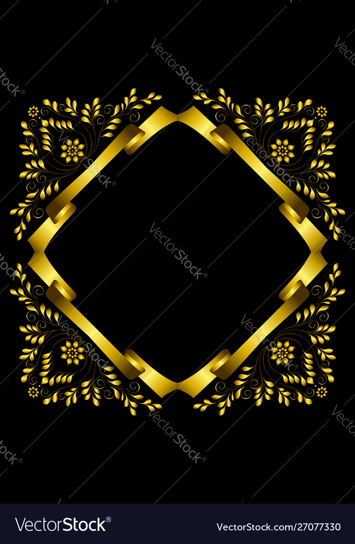 Square gold frame with calligraphic pattern vector image Square gold frame with calligraphic pattern