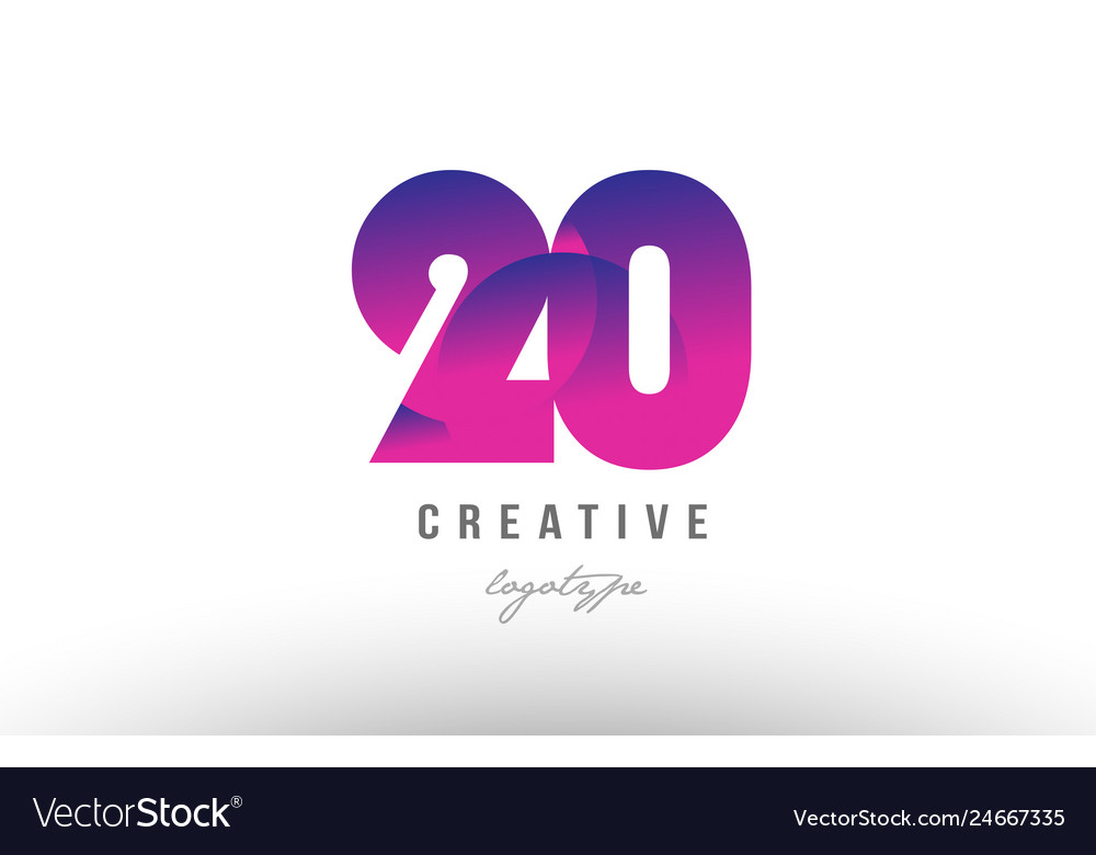 20 pink gradient number digit logo icon design