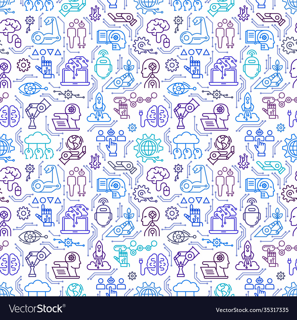 A seamless pattern robots androids artificial