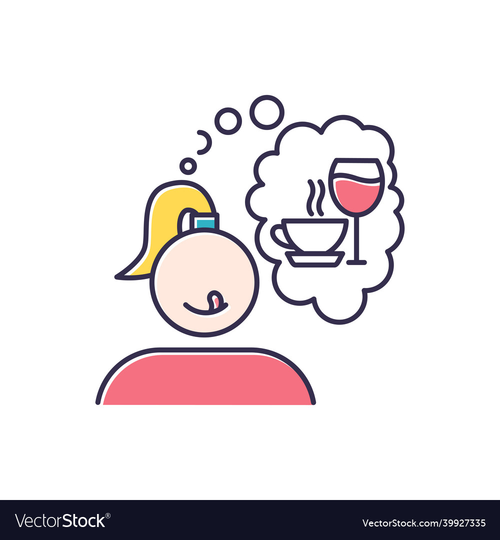 Alcohol and coffee craving color icon thirsty Vector Image