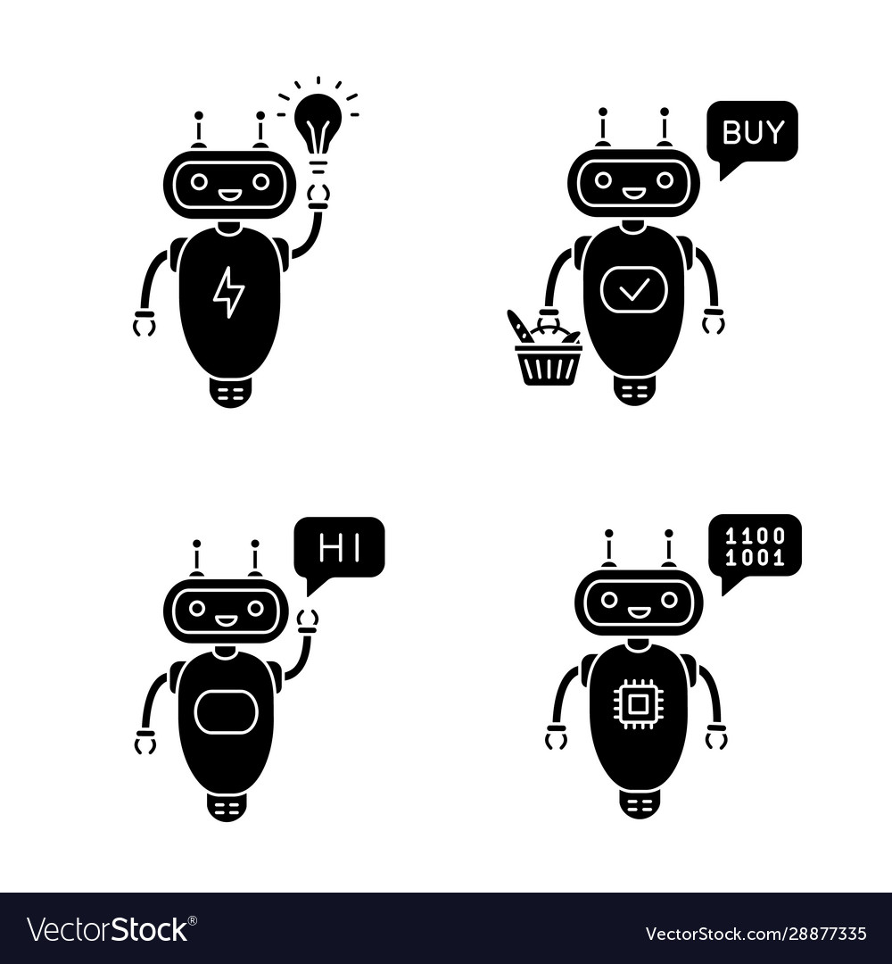 Chatbots glyph icons set