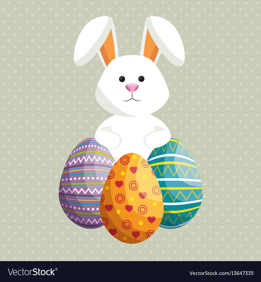 Cute rabbit happy easter Royalty Free Vector Image