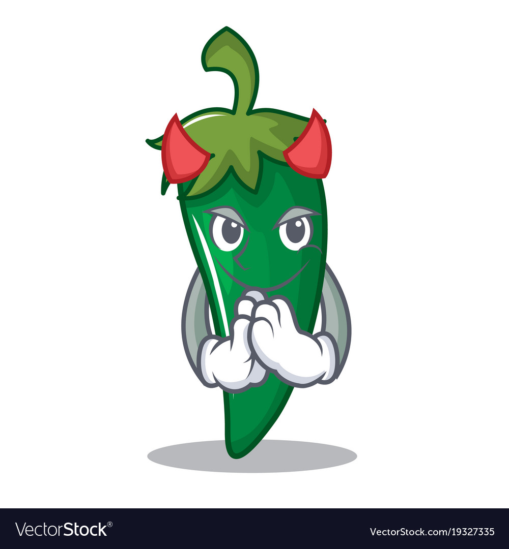 Fiery Green Chili Devil Cartoon