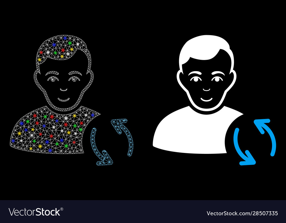 Flare mesh network user refresh icon with vector image Flare mesh network user refresh icon with