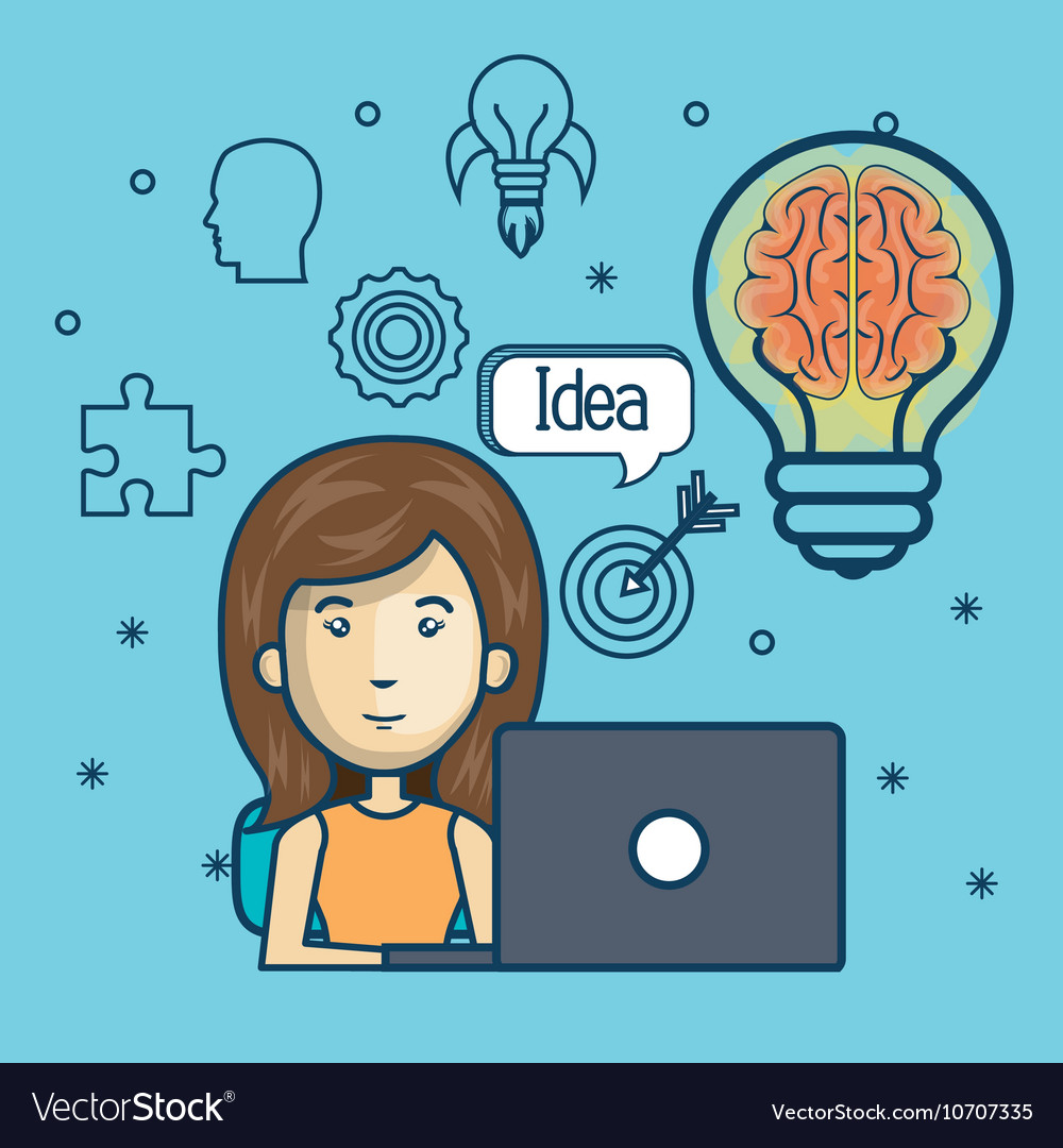 Girl Education Online With Laptop Design Vector Image