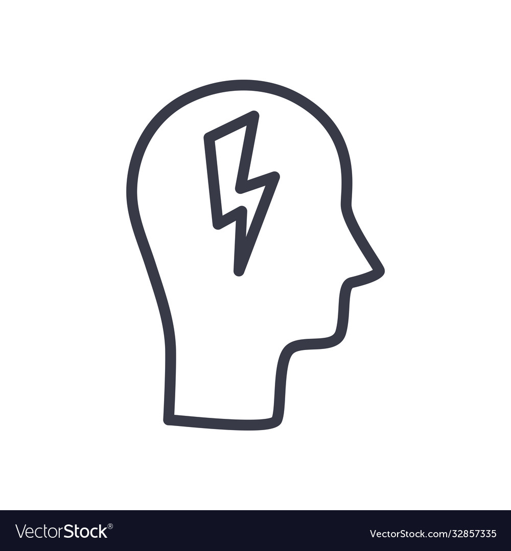 Head with thunder line style icon design