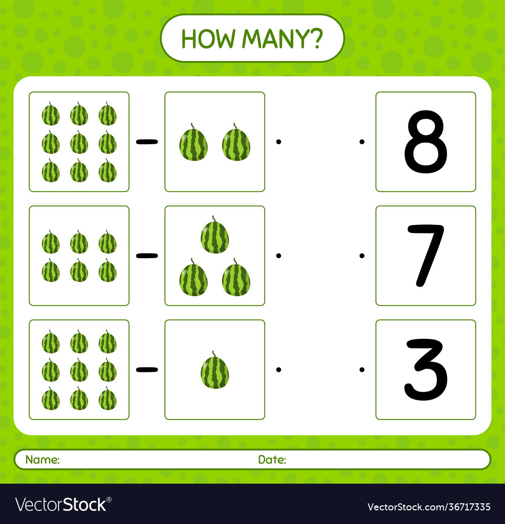 How many counting game with watermelon worksheet
