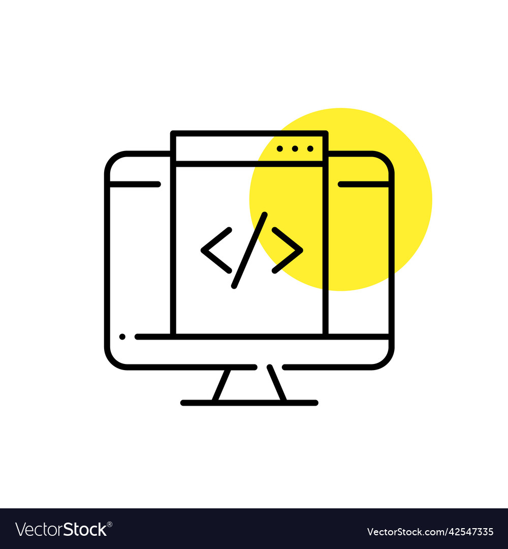 Html web page coding on computer monitor pixel vector image Html web page coding on computer monitor pixel