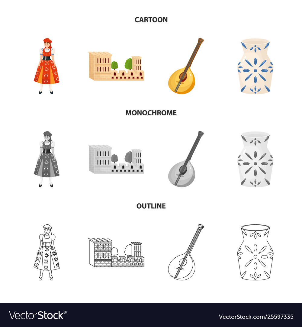 Isolated object and historic icon collection vector image Isolated object and historic icon collection