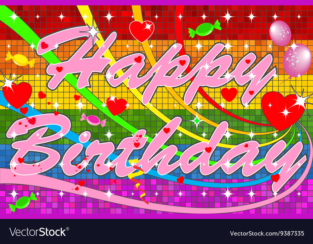 Lgbt happy birthday with pink text Royalty Free Vector Image