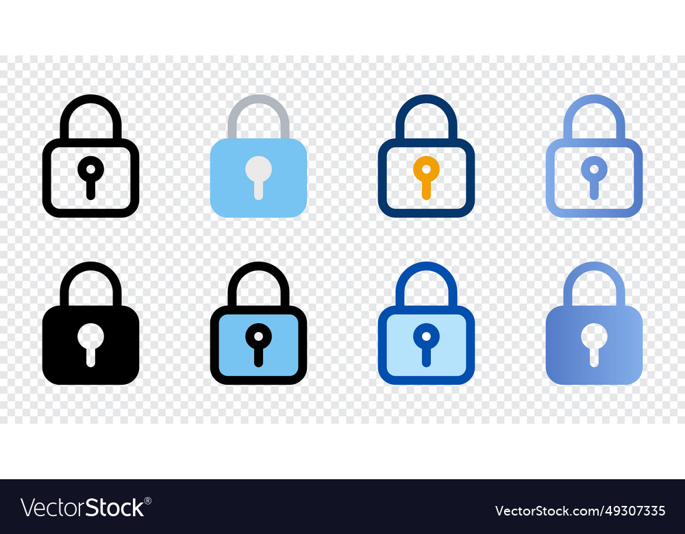 Lock icons in different style vector image Lock icons in different style