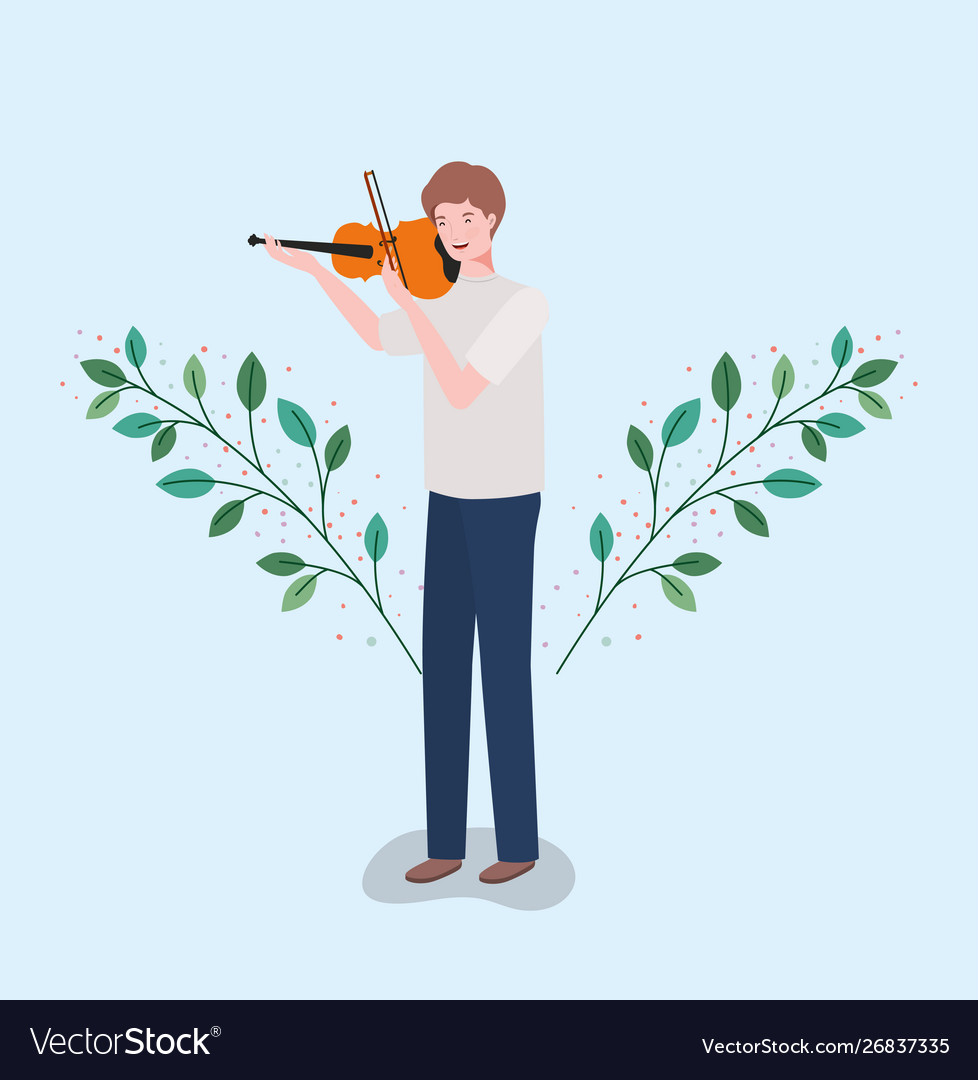 Man playing fiddle instrument character