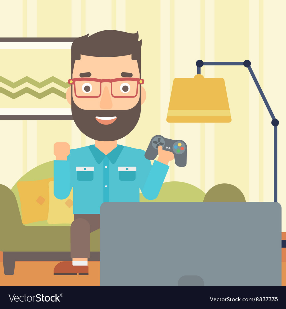 Man playing video game