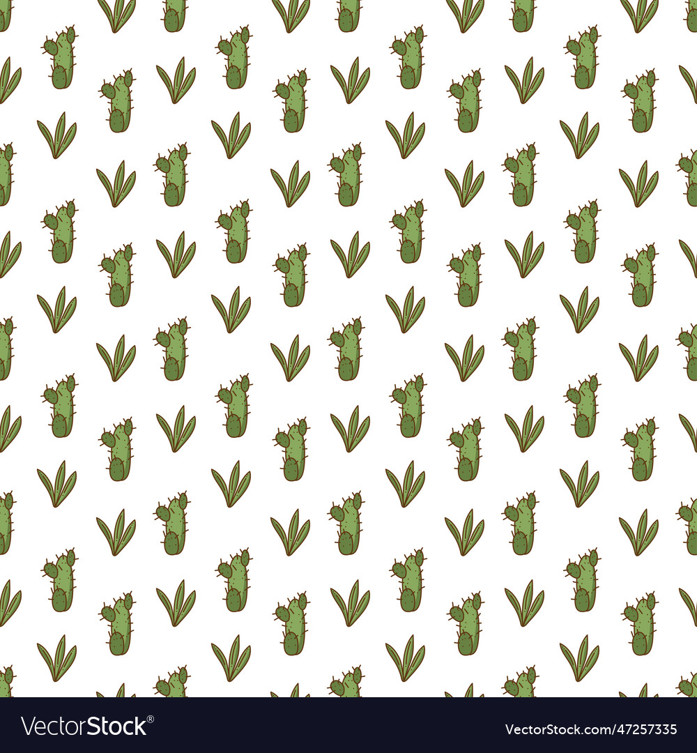 Seamless pattern in y2k with two types of cacti vector image Seamless pattern in y2k with two types of cacti